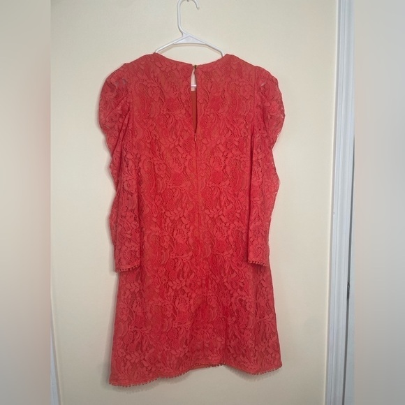 Vince Camuto Bright Coral Red Puff Sleeve MIDI Dress NWT - Picture 10 of 13